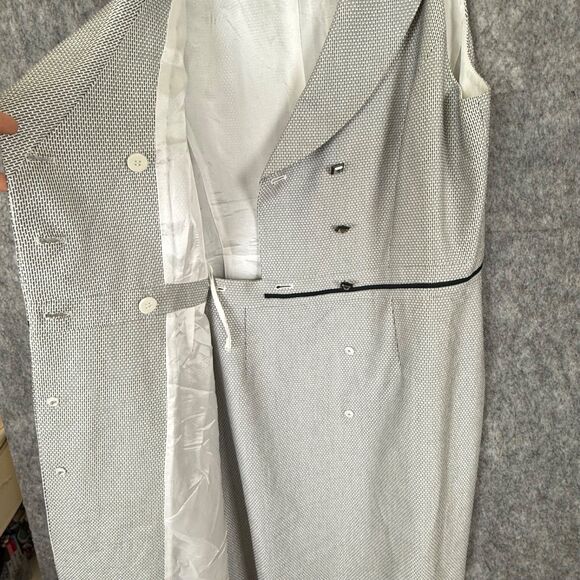 Antonio Melani Sleeveless Wrap Dress Collar Blk White Micro Pattern Work Career - Picture 3 of 12